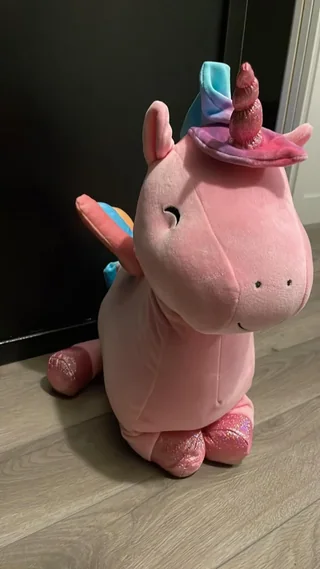Photo d’une licorne en peluche rose envoyée comme référence