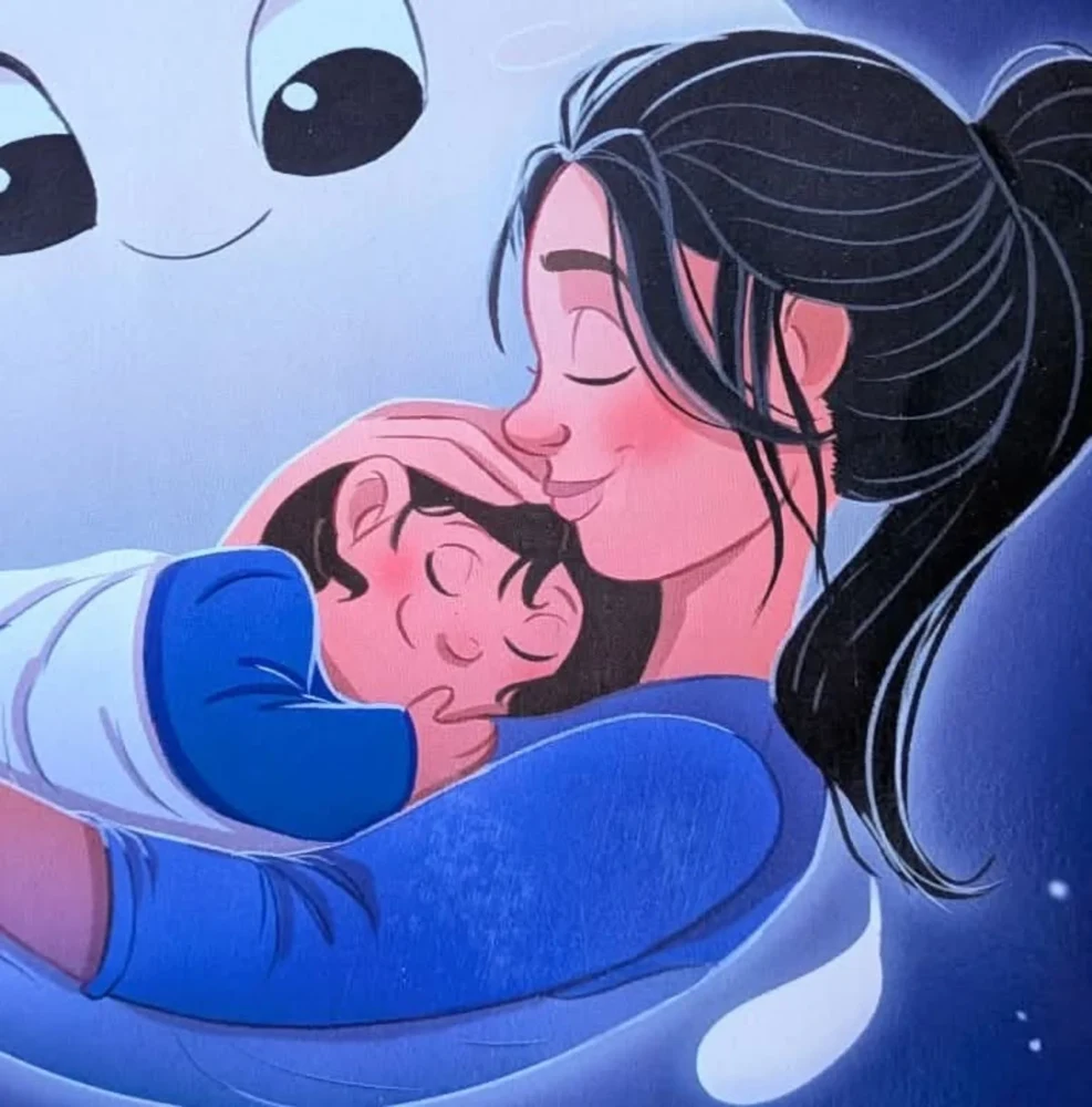 Illustration intérieure : une maman serre son bébé contre elle