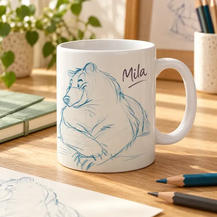 Tasse personnalisée au croquis de l’ourson