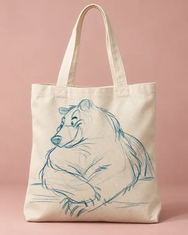 Sac fourre-tout au croquis de l’ourson