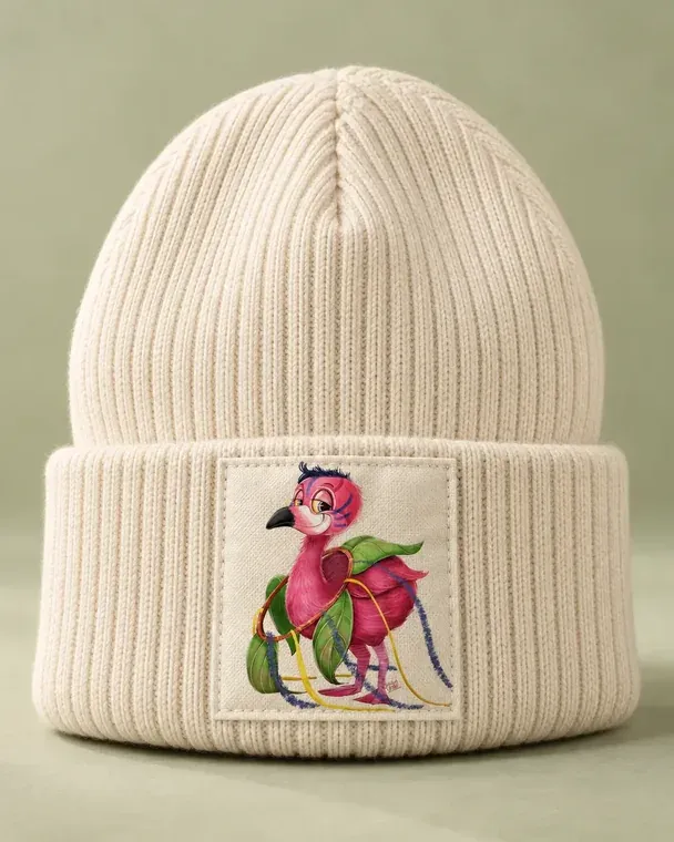 Tuque brodée du flamant