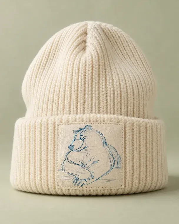 Tuque brodée au croquis de l’ourson