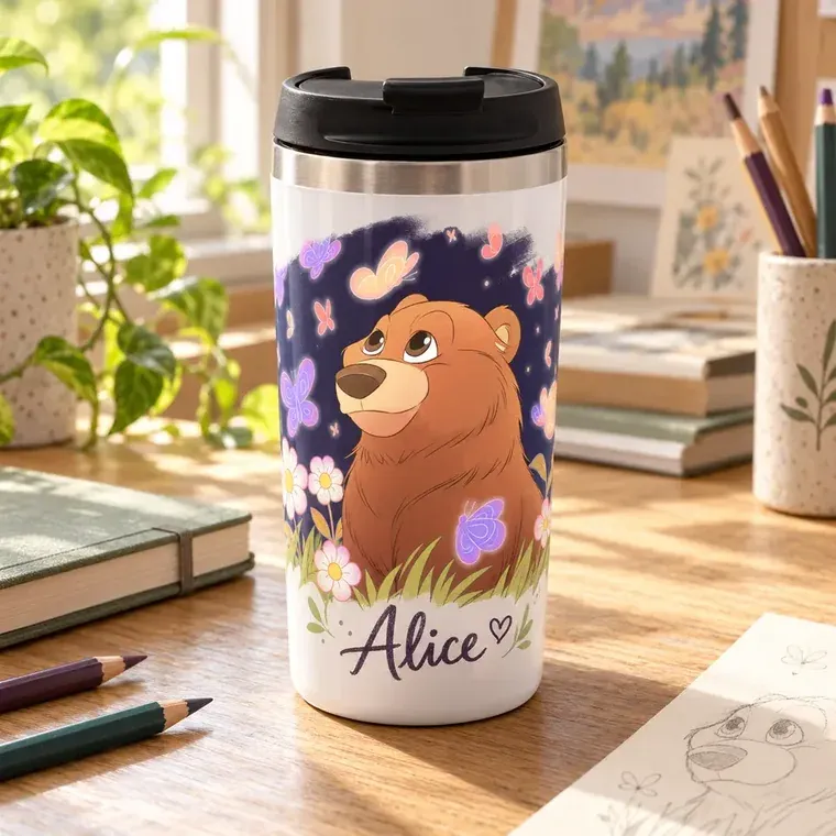 Tasse de voyage personnalisée de l’ourson