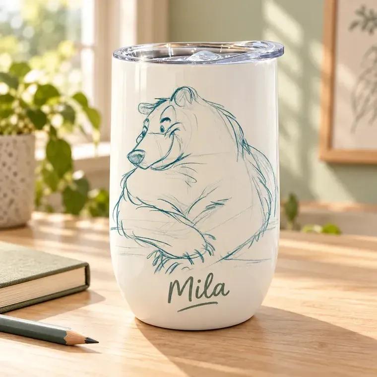 Verre isotherme personnalisé au croquis de l’ourson