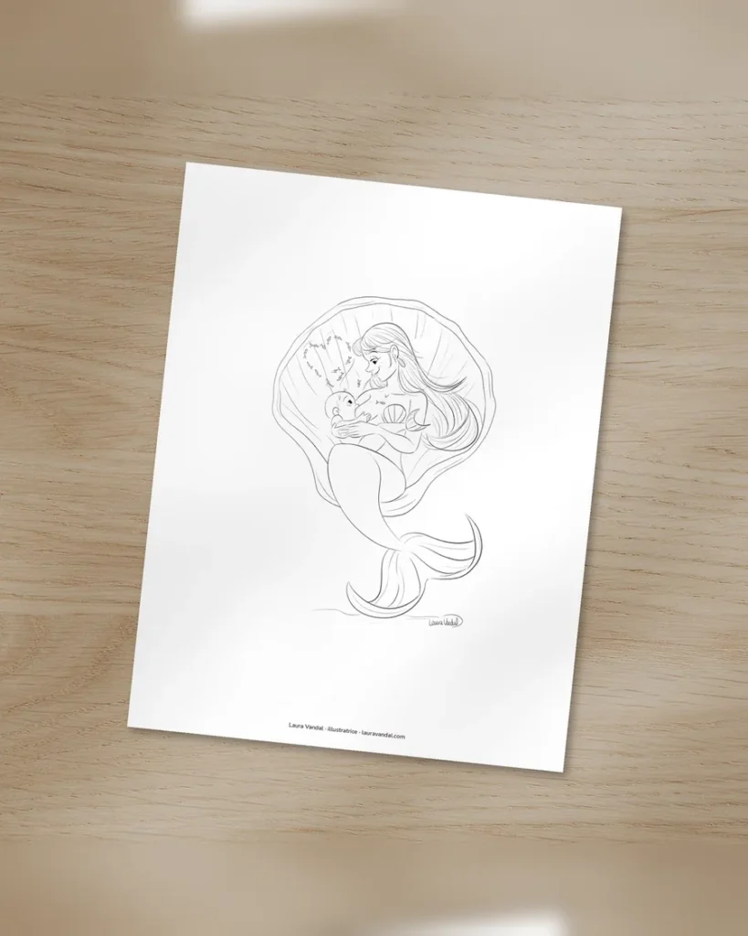 Coloriage de la maman sirène