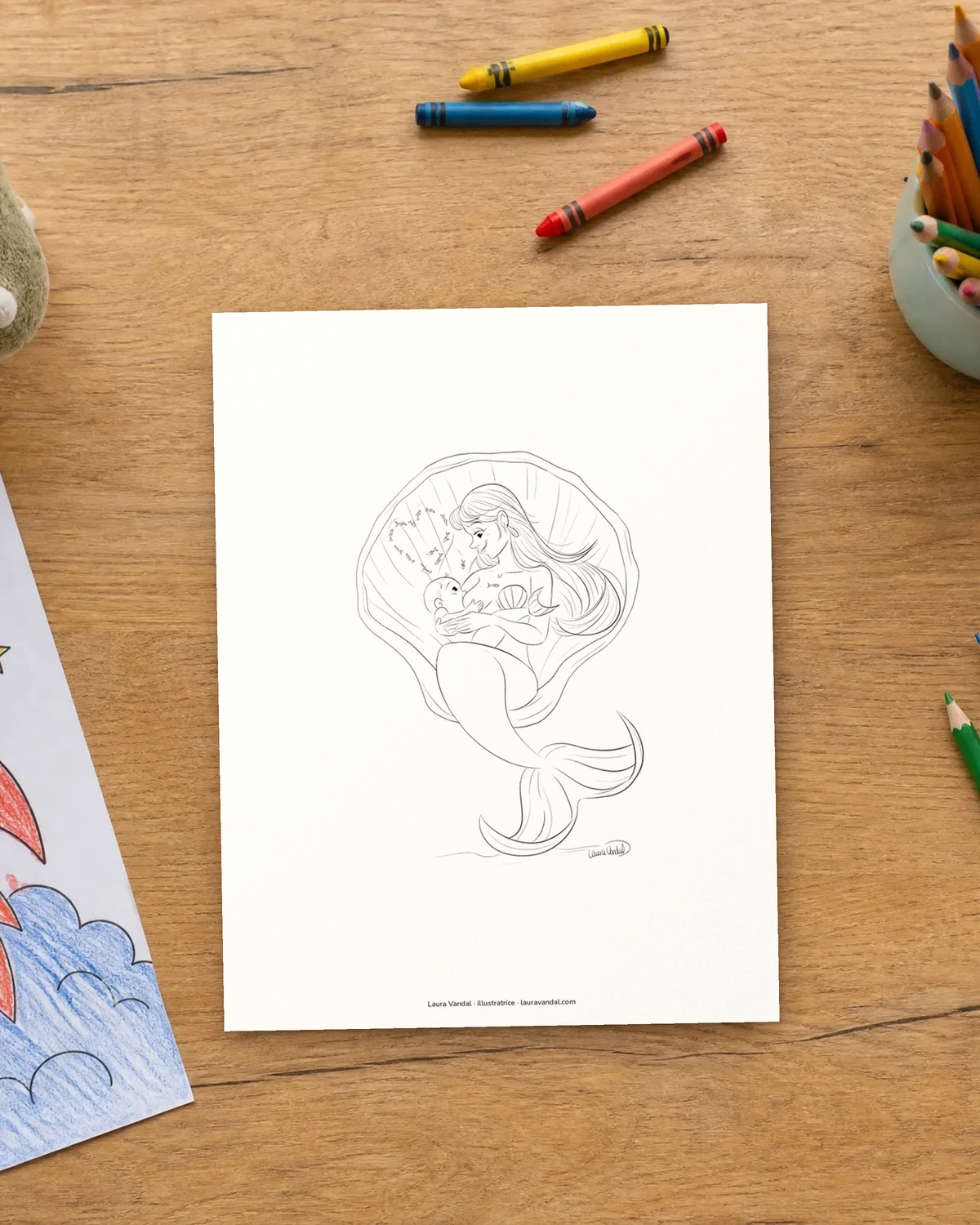 Coloriage de la maman sirène